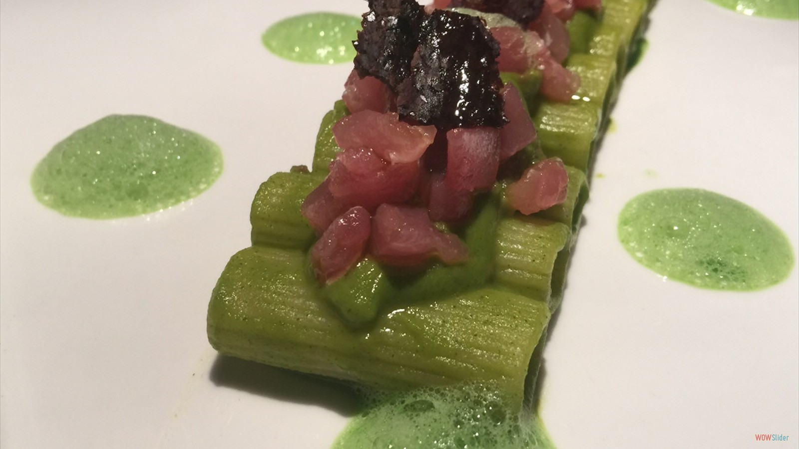Rigatoni tuna crispy olive