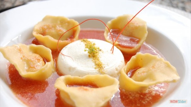 Home Made tortelli light tomato ricotta cheese